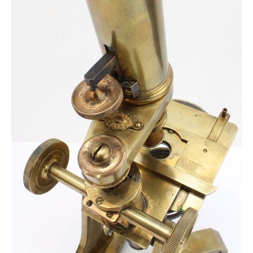 110 - A mid-19th century brass monocular microscope: 8¼