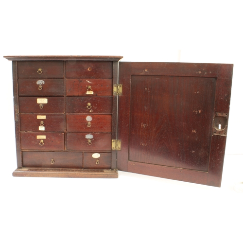 120 - A mid-18th century 'red walnut' tabletop cabinet: moulded slightly overhanging top; hinged door with... 