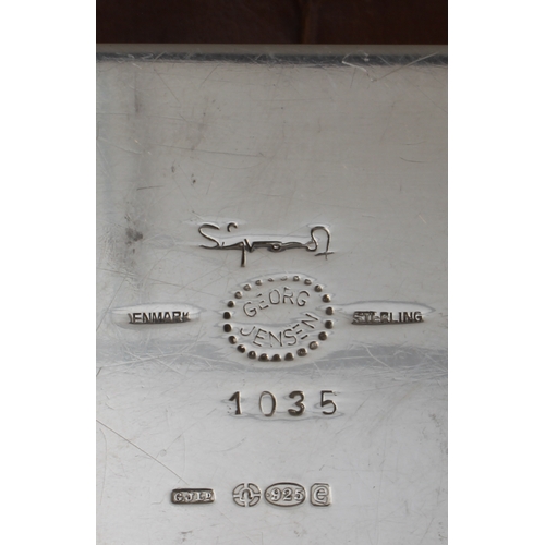 140 - A rare silver cigarette box by Sigvard Bernadotte for Georg Jensen - import marks for London 1960, i... 