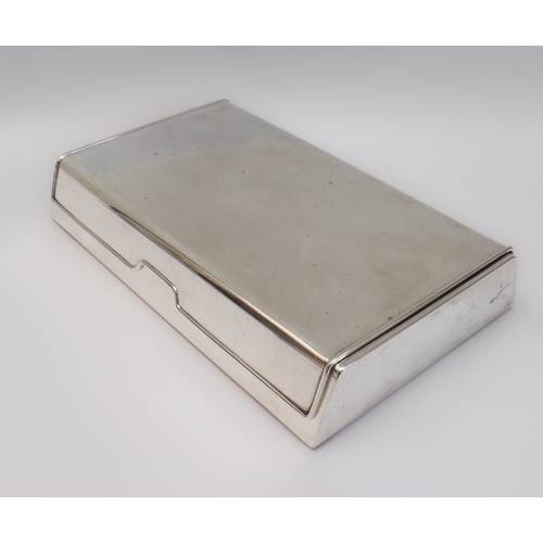 140 - A rare silver cigarette box by Sigvard Bernadotte for Georg Jensen - import marks for London 1960, i... 