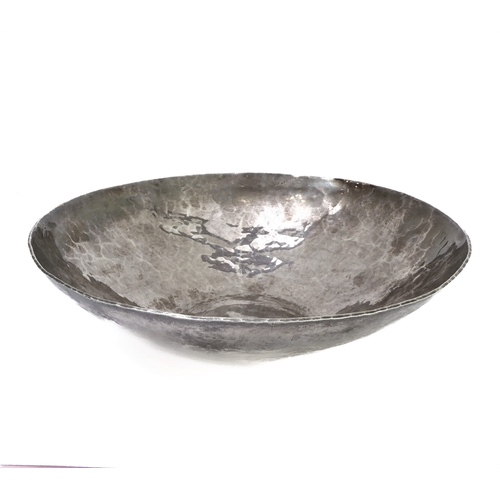 143 - A heavy 20th century hand-planished and hammered silver bowl: maker's mark JAC, assayed London 2003.... 