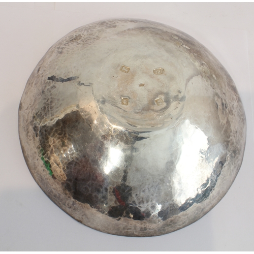 143 - A heavy 20th century hand-planished and hammered silver bowl: maker's mark JAC, assayed London 2003.... 