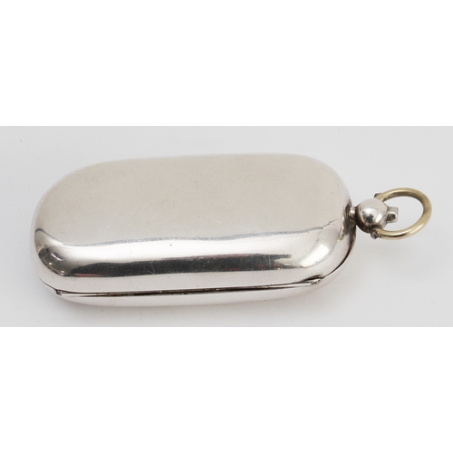 156 - An Edwardian hallmarked silver double sovereign-holder of oval form: the hinged and sprung lid engra... 