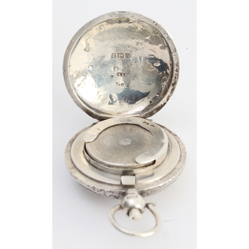 165 - A circular hallmarked silver sovereign-holder with hinged sprung lid: the front engraved with monogr... 