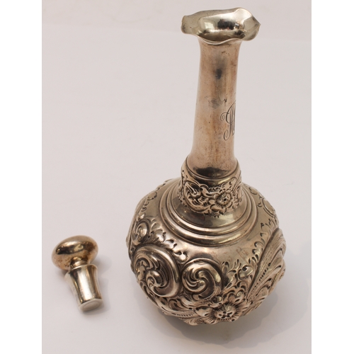 177 - A late 19th century sterling silver bottle-flask and stopper by Black, Starr & Frost: the lower bulb... 