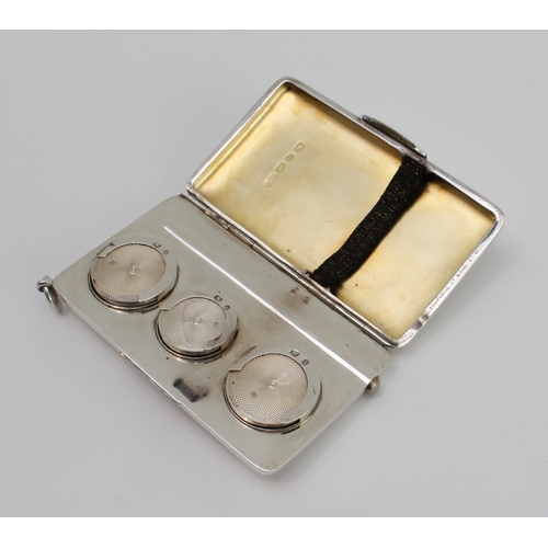 179 - An unusual and heavy hallmarked silver triple sovereign and cheroot holder: rectangular form with a ... 