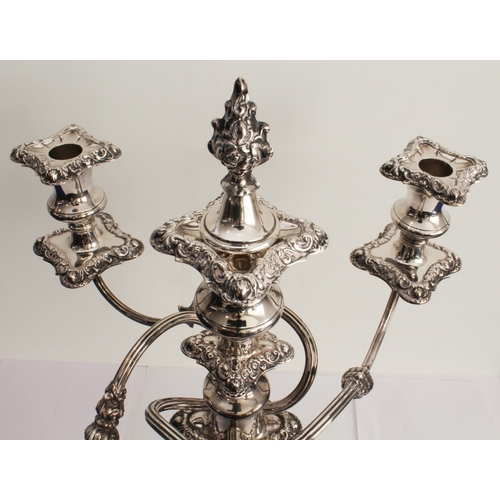 191 - A large and fine hallmarked silver five-light table candelabra: the central candleholder with a snuf... 