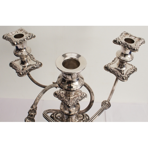 191 - A large and fine hallmarked silver five-light table candelabra: the central candleholder with a snuf... 