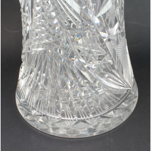 24 - A large and heavy cut lead crystal vase (approx. 39 cm high)