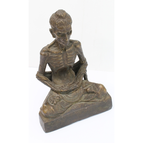 36 - A Thai bronze figure of the seated Buddha: probably mid-20th century, mid-brown patination; the asce... 