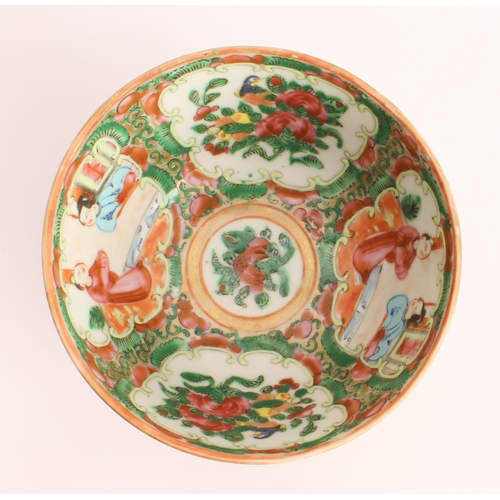 52 - Three Chinese porcelain pieces:
 1. a flowerhead-shaped porcelain pedestal dish decorated with two e... 