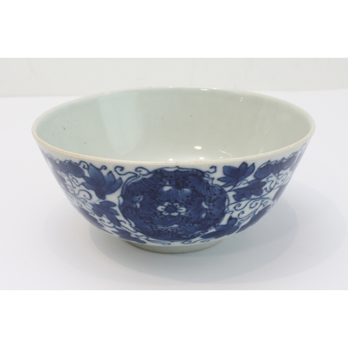 54 - A 19th century Chinese porcelain bowl of pleasing proportions: hand-decorated in cobalt-blue undergl... 