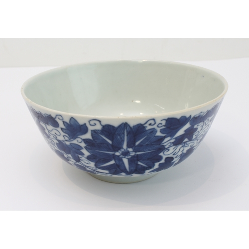 54 - A 19th century Chinese porcelain bowl of pleasing proportions: hand-decorated in cobalt-blue undergl... 