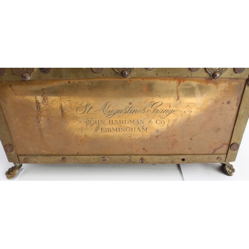 79 - A brass-mounted copper tabletop Armada chest in 17th century German style and of typical strongbox f... 