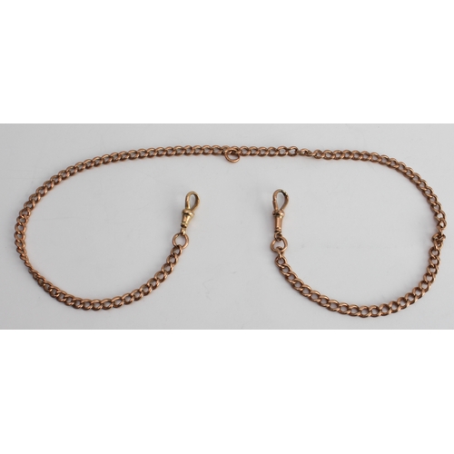 241 - A 19th century 9-carat rose gold Albert chain (one spring loaded clasp marked '15'). (47 cm, approx.... 