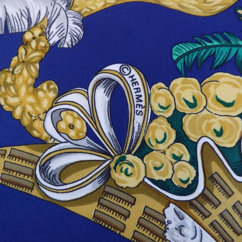 619 - A classic vintage Hermès silk scarf: 'Chapeau', hand-rolled and sewn edges (approx. 89 x 90 cm).
