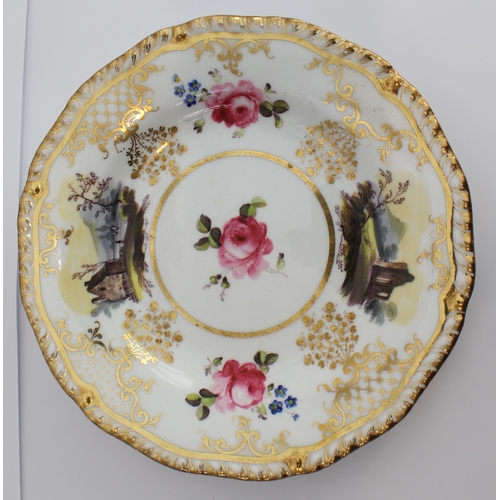 16 - A group of nine:
 1. a set of six early 19th century H&R Daniel porcelain cabinet plates very finely... 