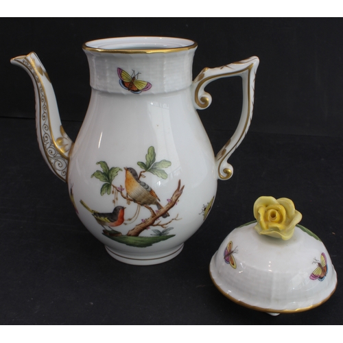 23 - A fine Herend cabaret set: 
 1. coffee pot and cover, two coffee cups and saucers, a small creamer a... 