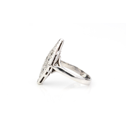 289 - A palladium and diamond Art Deco style plaque ring - marked 'PALLADIUM' inside shank, the diamond-sh... 