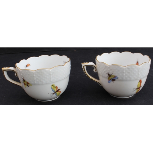 23 - A fine Herend cabaret set: 
 1. coffee pot and cover, two coffee cups and saucers, a small creamer a... 