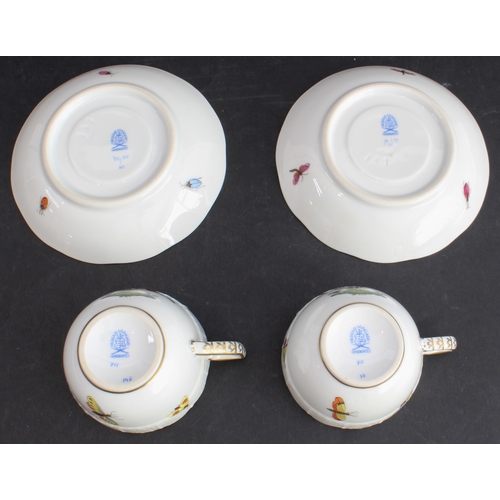 23 - A fine Herend cabaret set: 
 1. coffee pot and cover, two coffee cups and saucers, a small creamer a... 