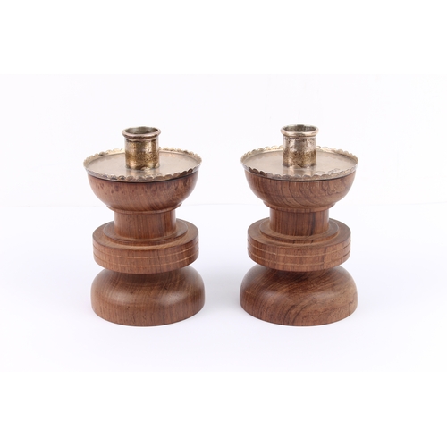 142 - A interesting pair of early 20th century Arts and Crafts hallmarked silver mounted and rosewood tabl... 