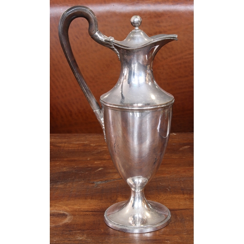 195 - A late 18th to early 19th century Sheffield-plated lidded hot water jug in high neoclassical style a... 