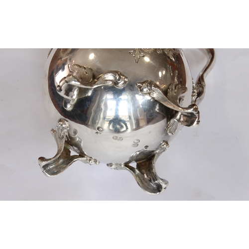 196 - A large and heavy three-piece hallmarked silver tea service comprising teapot, two-handled sugar and... 