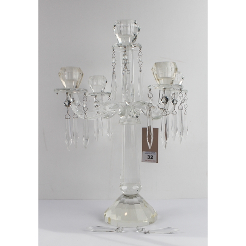 32 - A large and fine modern five-light clear glass table candelabra by Villeroy & Boch: the taller centr... 