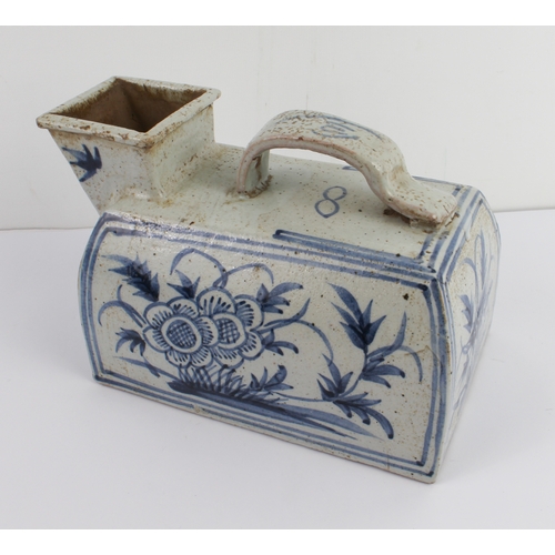 55 - A Chinese late Ming Dynasty (1368-1644) ceramic pissoire (portable chamber pot/urinal): hand-decorat... 