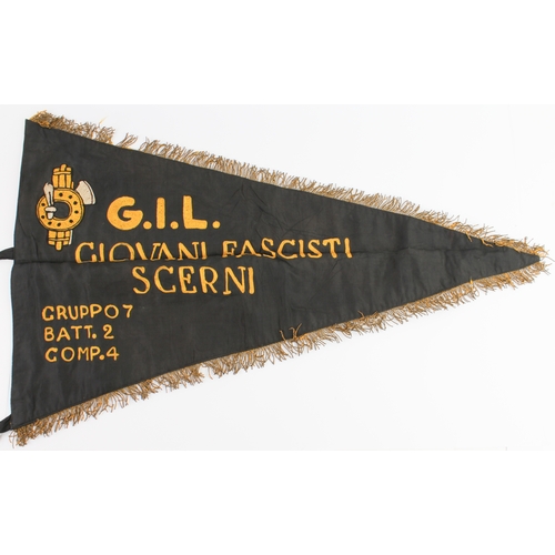 668 - A rare World War II Giovanni Fascisti (136th Armoured Division) pennant captured by Frederick Ralph ... 