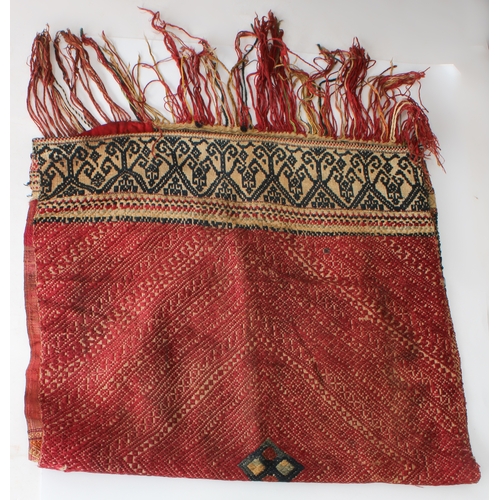 60 - A Burmese hill tribe female embroidered bodice piece: probably Lisu tribe, with embroidered central ... 