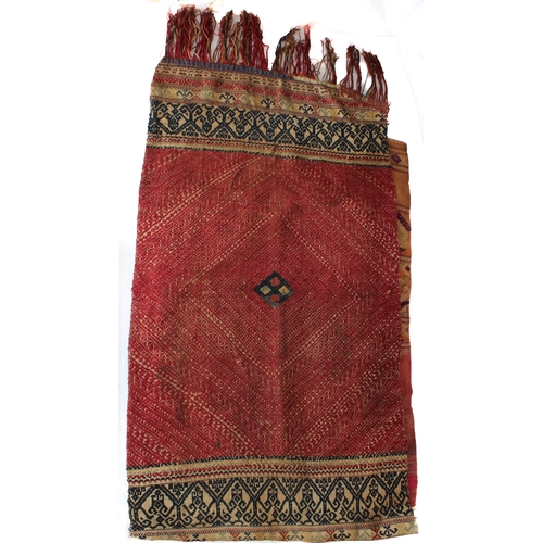 60 - A Burmese hill tribe female embroidered bodice piece: probably Lisu tribe, with embroidered central ... 