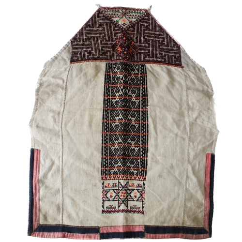 60 - A Burmese hill tribe female embroidered bodice piece: probably Lisu tribe, with embroidered central ... 