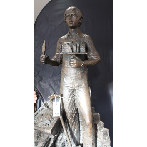 135 - A large and imposing bronzed fibreglass-resin sculpture 'The Craftsman 1980': the male figure stands... 