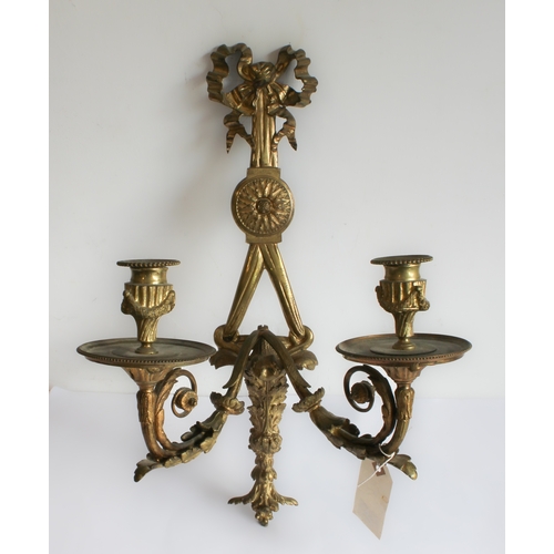 88 - A French gilt-bronze twin-branch wall applique or sconce in the Louis XVI taste - first half 20th ce... 