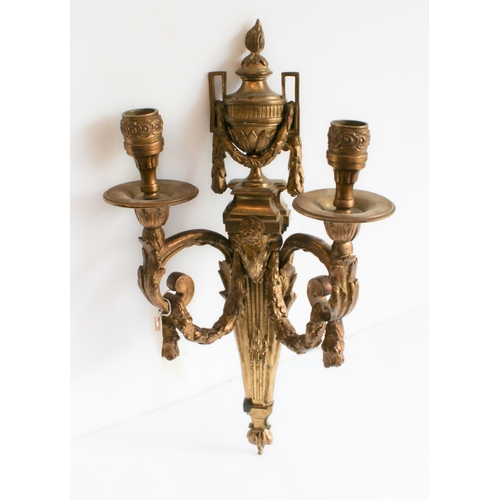 89 - A French gilt bronze twin branch wall applique or sconce - early 20th century, in the Louis XVI tast... 