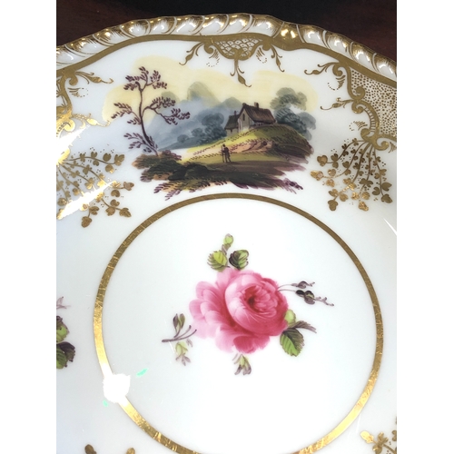 16 - A group of nine:
 1. a set of six early 19th century H&R Daniel porcelain cabinet plates very finely... 