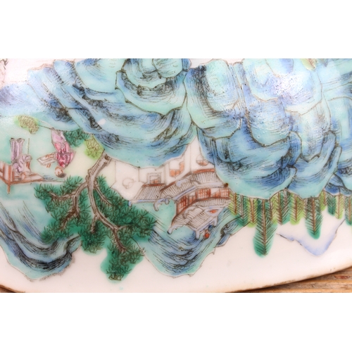 34 - A 20th century Chinese porcelain bowl of quatrefoil form: matt duck-egg blue glazed interior; the ex... 