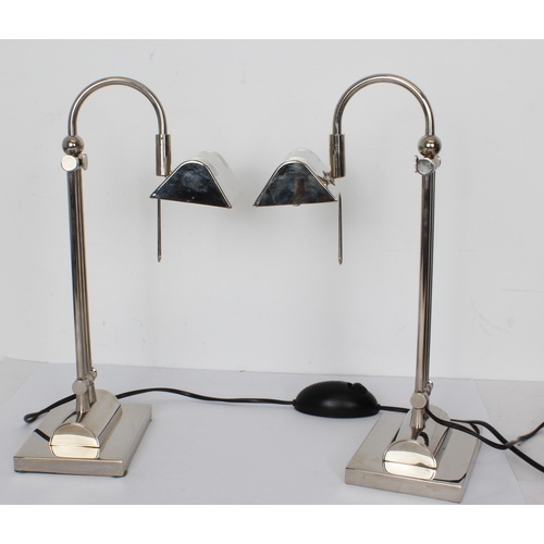 326 - A pair of chrome-plated Valsan LED table lamps - height adjustable from 49.5 to 61 cm