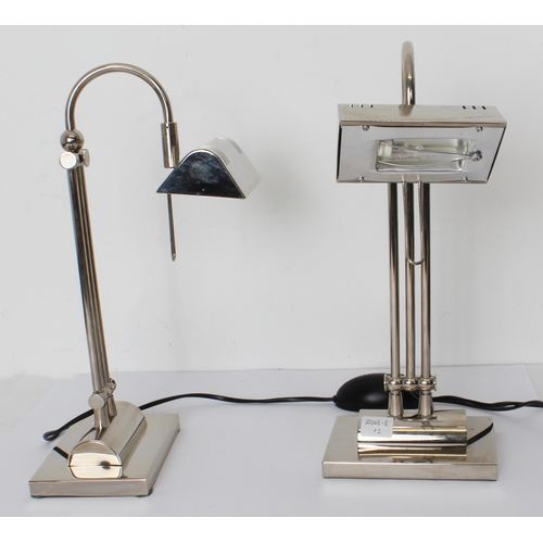 326 - A pair of chrome-plated Valsan LED table lamps - height adjustable from 49.5 to 61 cm