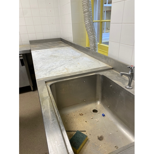 8 - Marble worktop with adjustable feet, some rust on the left-hand side. Needs a clean. 
 700mm D 850mm... 