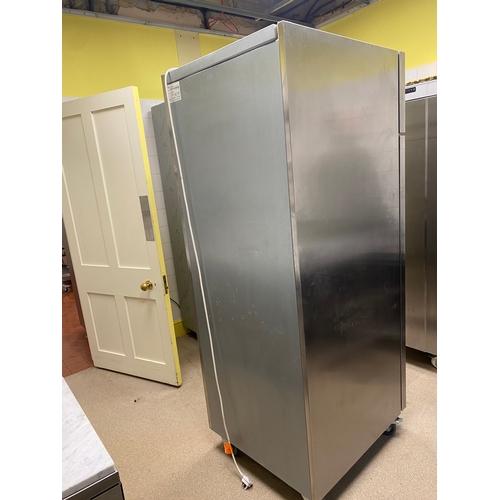 10 - William's free-standing, stainless-steel freezer. 4 removable wire racks and door hangs on right han... 