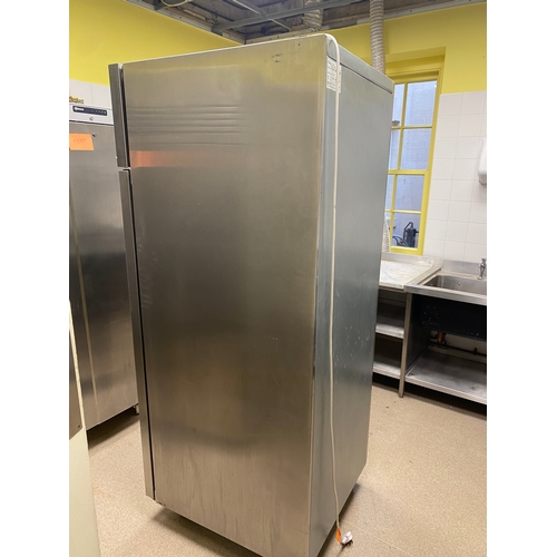 10 - William's free-standing, stainless-steel freezer. 4 removable wire racks and door hangs on right han... 