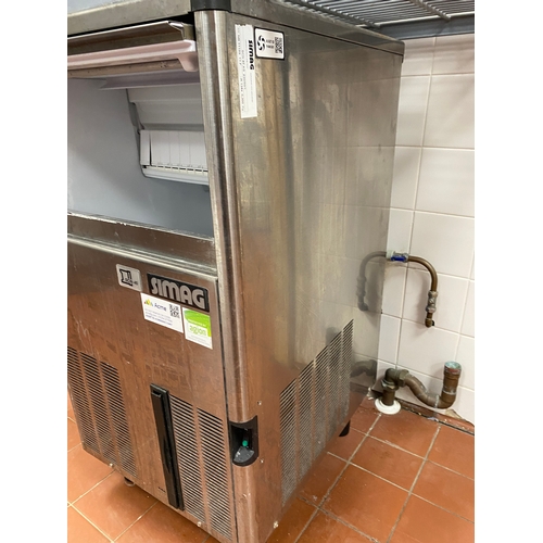 29 - Simag SCN 45 Ice machine on feet. SCN 45 as 230/50/1 
 Serial No. 1159 11F 
 490mm W 580mm D 950mm H