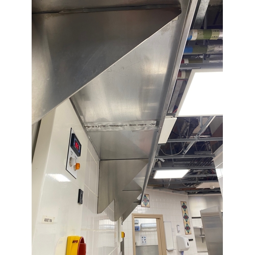 31 - Two stainless steel wall mounted shelving units with four support brackets each. 
 3000mm L 300mm D ... 