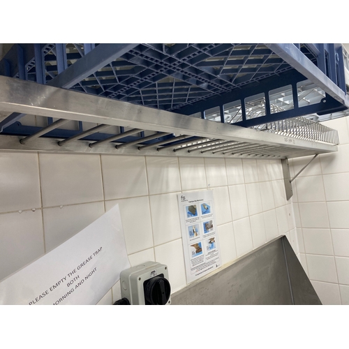 34 - Two stainless steel ladder type wall mounted shelf unit. 
1600mm L 280mm D 300mm H