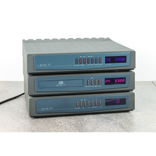 681 - A Quad 77 Series 3-piece hi-fi stereo system - comprising a 7701 Integrated Amplifier, a 7714 CD Pla... 