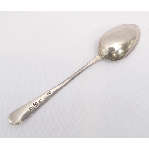 105 - A George III silver teaspoon by Hester Bateman - London 1785, with incuse duty mark, Old English pat... 