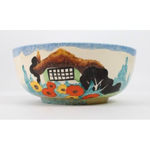 11 - A Clarice Cliff 'Tralee' circular bowl - mid-1930s, painted with a thatched cottage and garden lands... 